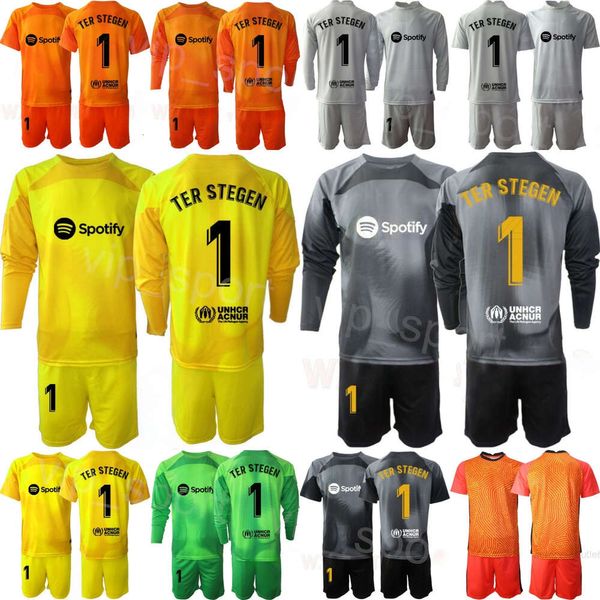 Club Team 22/23 Man Soccer GK Victor Valdes Jerseys Set Goleiro Manga Longa 1 Marc-Andre Ter Stegen 13 Inaki Pena 26 Ander Astralaga Ramallets Camisa de Futebol BaSai