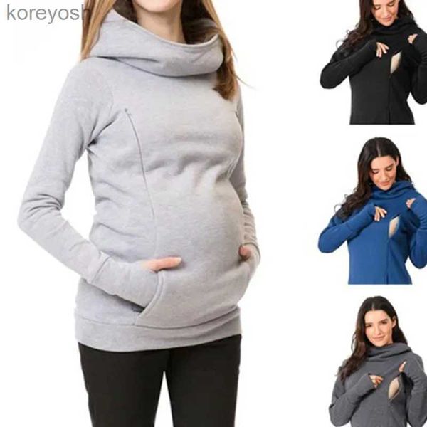Tops de maternidade camisetas roupas para mulheres grávidas roupas para mães que amamentam roupas quentes com capuz para maternidade para amamentar roupas para mulheres grávidas grávidasL231128
