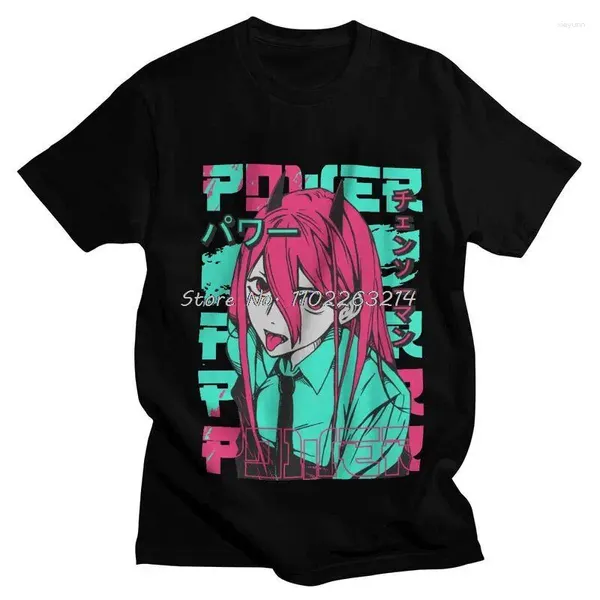 Camiseta masculina de motosserra elétrica, camisa de manga curta de algodão, camiseta bonita, lazer, harajuku, anime, manga, camisetas de grandes dimensões