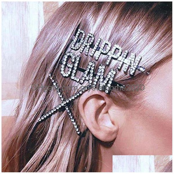 Fermagli per capelli Barrettes Lettera Barrettes Fermagli per capelli con cristallo trasparente Per Lady Women Party Wedding Lovers Regalo Gioielli di fidanzamento Drop Dhfuw