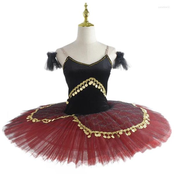 Bühnenkleidung 2023 Rotes Ballett-Tutu-Kleid Lyrischer rosa Trikot-Performance-Tanzwettbewerb
