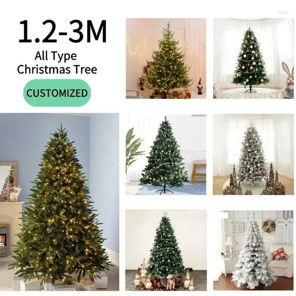 Decorações de Natal 1.2-3m Árvore Artificial Verde Branco Neve Reunindo PE PVC Grande para Festa Decoração de Casa Atacado 2023