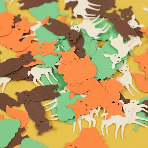 Partydekoration 100 Stück Cartoon Zoo Dschungel Safari Wildtier Papier Konfetti für Babyparty Geburtstagsbedarf Tischstreuer