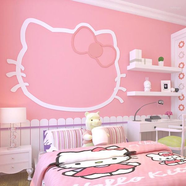 Обои розовые нетканые ткань твердый цвет простальный теплый принцесса детская комната обои красоты салон девочка сердце