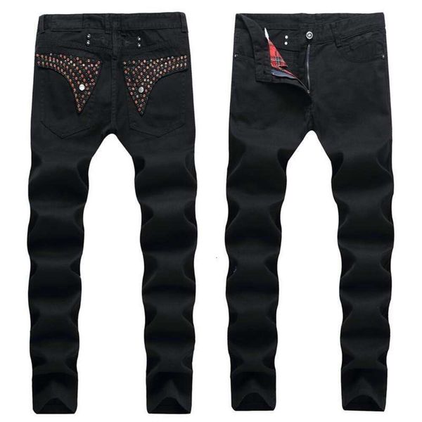 Novo 2023 masculino em linha reta fino ajuste motociclista com zip roupas masculinas angustiado buraco streetwear estilo robin jeans treetwear tyle