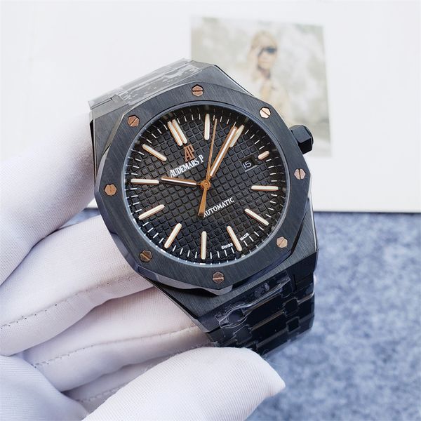 Alta qualità Top Brand Audexxx Pigxxx Oak Offshore Series Orologio da uomo Tutto cinturino in acciaio Specchio zaffiro 42mm Movimento meccanico automatico Uomo Orologio da polso