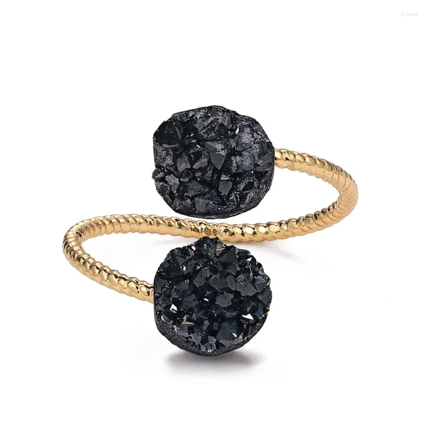 Кольца-кластеры Mankuu, модные нерегулярные кольца из натурального камня с друзами и опалом, винтажное свадебное кольцо для женщин, помолвочное кольцо с позолотой, регулируемая проволока