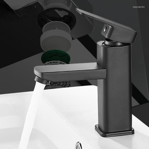 Rubinetti per lavandino del bagno Rubinetto nero Miscelatore acqua fredda Rubinetto per lavabo in acciaio inossidabile Rubinetteria monoforo