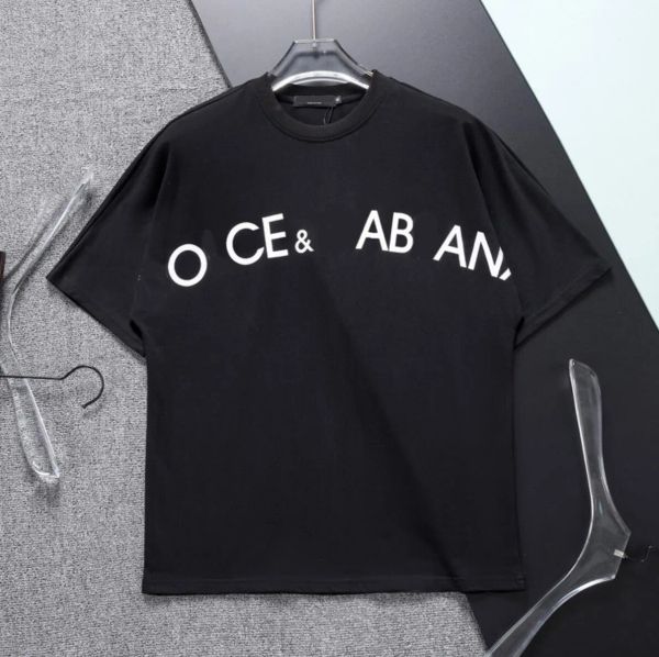 Tasarımcı Tees Mens Tshirts Göğüs Mektubu Baskı Yaz Gevşek Tişört Kısa Kollu Giysiler Çiftler Büyük Boy Boyut Tee Siyah Boyut M-3XL