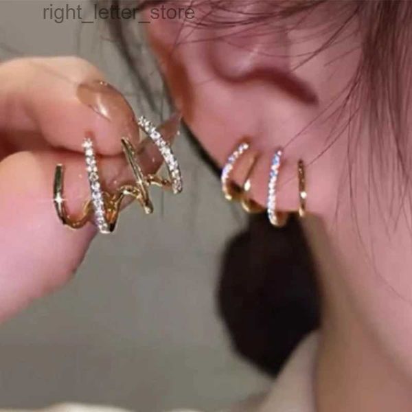 Stud Koreanische Earing Klaue Ohr Haken Clip Ohrringe für Frauen Vier-Prong Einstellung Gold Farbe Ohr Ohrringe Mode Schmuck neue Jahr Geschenk YQ231128