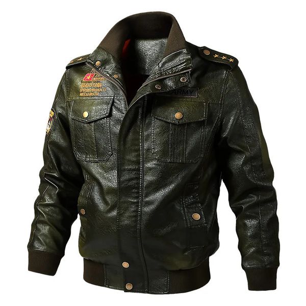 Männer Jacken Vintage Stil Motorrad Jacke Mode Stickerei Männliche Bomber Leder 2023 Hohe Qualität Warme Casual Mantel 6XL 231128