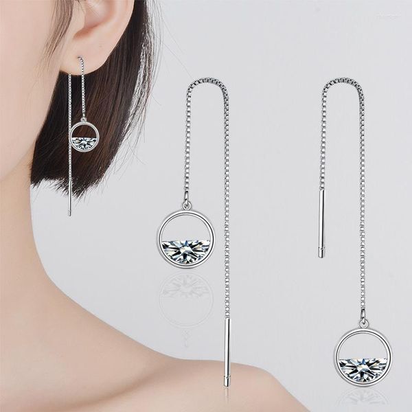 Orecchini a bottone coreano semicerchio goccia orecchio linea lunga appesa per le donne semicerchio zircone piercing in cristallo accessori per orecchini gioielli