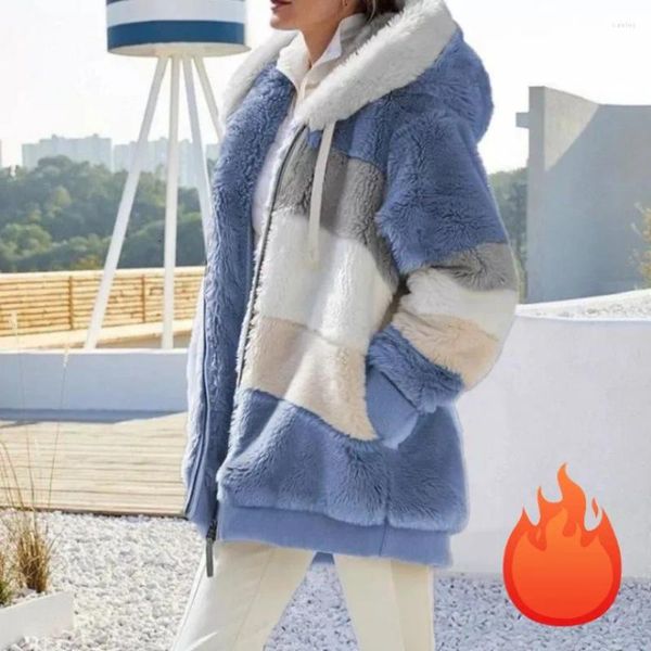 Jaquetas de inverno de pele feminina para mulher 2023 moda casual costura quente grosso velo falso casaco de pelúcia jaqueta de pelúcia manga comprida