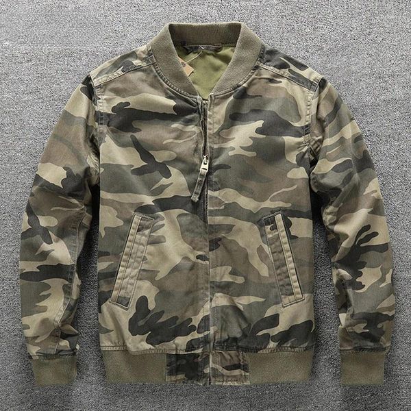 Männer Jacken Camouflage Cargo Casual Lose Multi-Taschen Stehkragen Baseball Jacke Freien Kampf Bomber Militär Mäntel Männlich