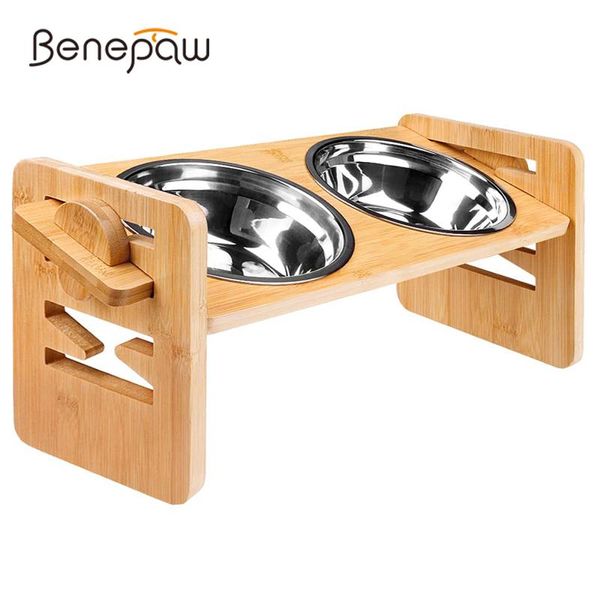 Кормление Benepaw Bamboo -повышенное собачье миски регулируем