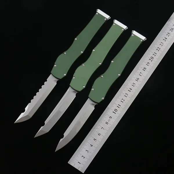 DQF-Version MiRo-Green HL 6 Combat US Italian Style Messer Selbstverteidigung Taktische D2-Klinge 6061-T6 Aluminiumgriff EDC Outdoor Camping Kampf MT-Messer