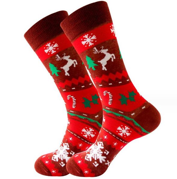 Новые рождественские носки, повседневные мужские и женские модные дизайнерские клетчатые красочные счастливые деловые вечерние платья, забавные женские хлопковые чулки Санта-Клауса, подарок
