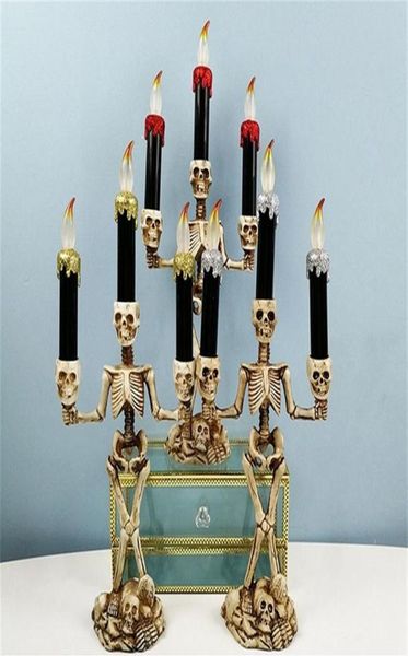 LED Mum Işık İskeleti Cadılar Bayramı Led Candelabra Kafatası Parti Lambası Cadılar Bayramı Dekorasyon Işıkları Hayalet Festival Atmosferi Y2010062223788