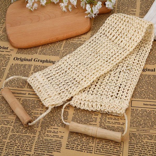 50 Stück Rub Peeling Tote Haut Duschtuch Langlebige Hautpflege Badetuch Sisal Hanf Rückengurt Holzgriff