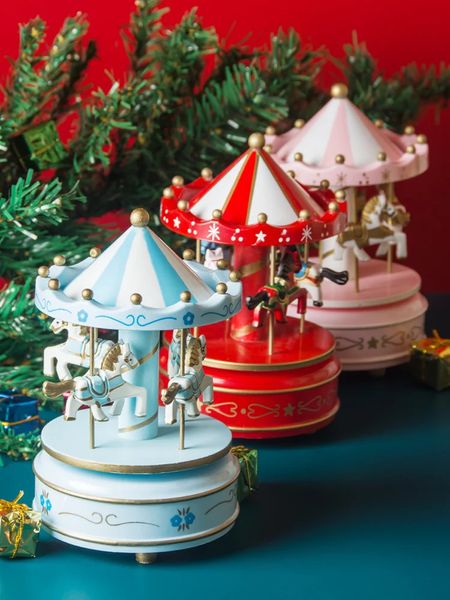 Giocattolo di Natale Decorazione natalizia attività carosello ottava scatola musicale carillon regalo di compleanno decorazione di capodanno per bambini decorazione della casa 231128