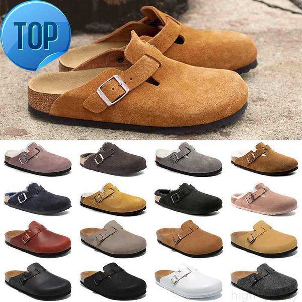 Sandals Top Designer Birk Clogs Men Women Boston Autumn Winter UNISSISEX Couro macio Felta naturais hombres Mujeres