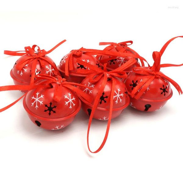 Weihnachtsschmuck Dekoration 6pc Red Iron Kleine Glocke für Zuhause Schneeflocke 50mm 40mm Jingle Supplies