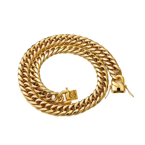 11mm-21mm hip hop titânio aço cubano link corrente 18k real banhado a ouro alto polido colar masculino acessórios de ouro jóias