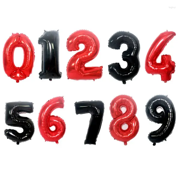 Decorazione per feste Palloncini con numeri rosso nero da 32 pollici 0 1 2 3 4 5 6 7 8 Compleanno di nozze in foglio di alluminio di 9 anni