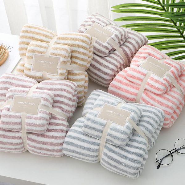 Towel LREA 1pc Bath Face Set Coral Fleece Schnell absorbierendes Wasser Strandtücher 35 75cm 70 140cm