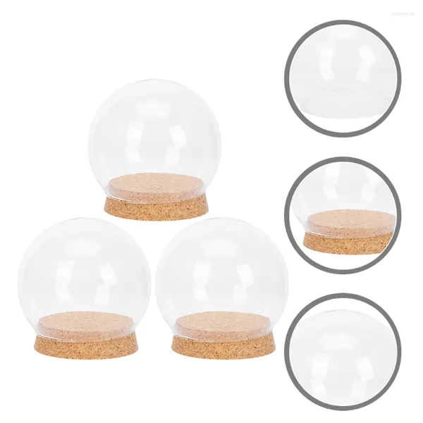 Bottiglie di stoccaggio 3 pezzi Topper da scrivania Vaso decorativo Cloche Dessert Supporto a cupola Globo in vetro Copripiatto per alimenti Campana di base