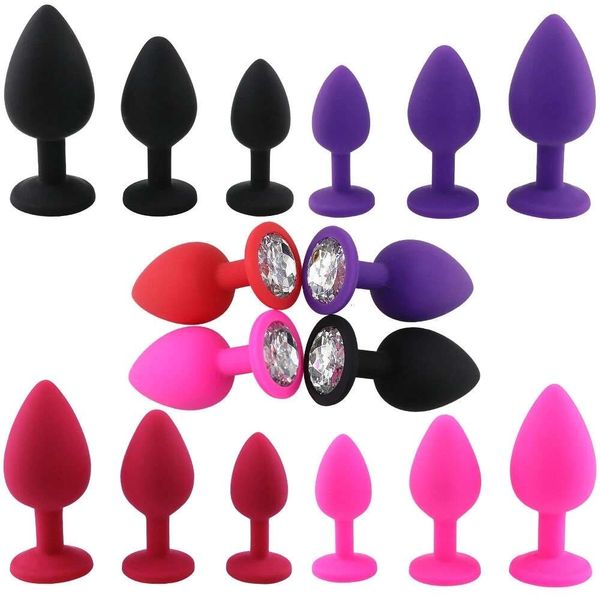 Brinquedo sexual massageador silicone butt plug anal unissex rolha 3 tamanhos diferentes brinquedos adultos para homens/mulheres casais