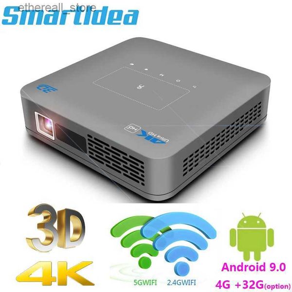 Projetores Smartldea HD DLP 4K 3D Projetor Android9.0 4G 32G alto brilho diurno Beamer Zoom 5G Wifi BT airplay videogame Proyector Q231128