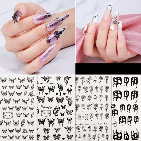 Adesivi per nail art natalizi, decalcomania per unghie con trasferimento dell'acqua, Babbo Natale, renna, albero di Natale, design per unghie per donne e ragazze, 5 fogli