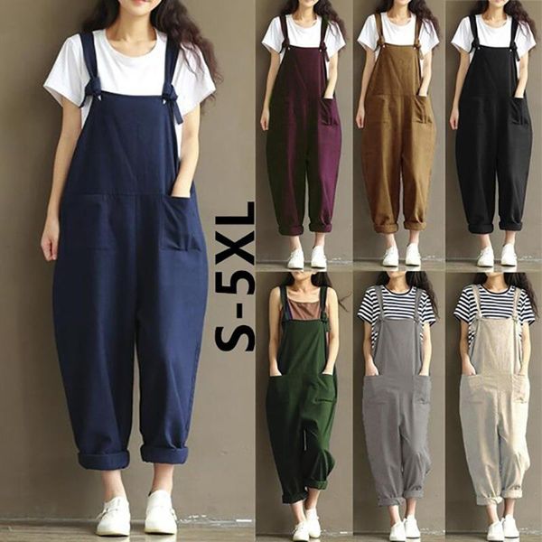 Damen Hosen Capris Damen Pullover Overalls Damen Lässiger Overall Taschen Tank Weites Bein Übergröße Cami Loser Strampler Übergröße S-5XL