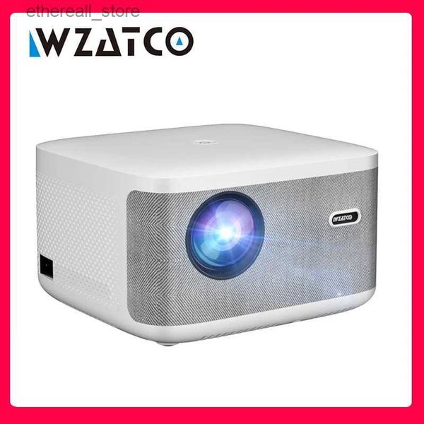 Proiettori WZATCO A20 Proiettore Full HD 1080P 2K 4K Video Home Theater Messa a fuoco digitale 5G WiFi Android 32GB Proiettore Proiettore portatile 3D Q231128