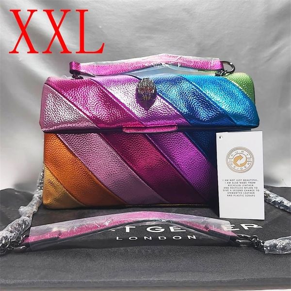 Abendtaschen XXL Kurt G London Regenbogen-Umhängetasche für Damen, Ketten-Tasche, hochwertige Damen-Schulter-Adlerkopf-Handtaschen 231127