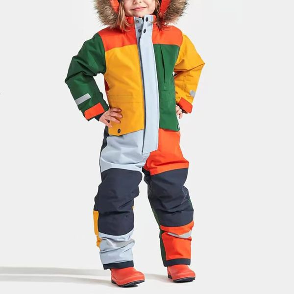 Para baixo casaco crianças macacão de esqui terno meninos meninas outono inverno à prova de vento quente ao ar livre jaqueta de lã calças crianças esqui snowboard 231128