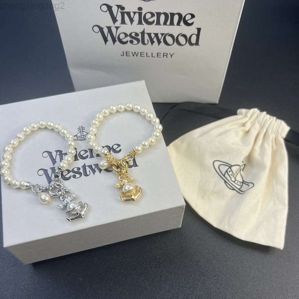 Tasarımcı Viviene Westwoods Yeni VivieNewestwood 23 Yıllık Yeni Batı İmparatoriçe Dowager Anchor İnci Bilezik Light Lüks Küçük Çok Yönlü Yüksek Baskı Takı