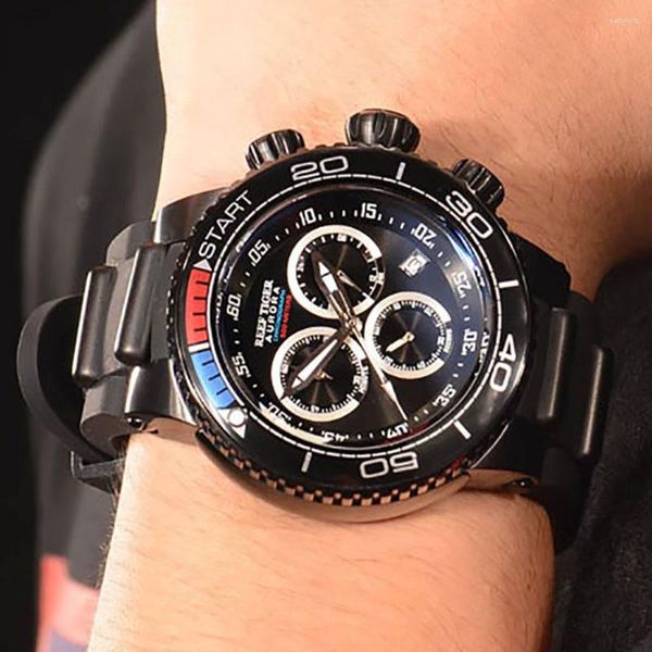 Relógios de pulso Reef Tiger/RT Luxury Sport Watches for Men Waterproptop Quartz Strap Aço Militar RGA3168