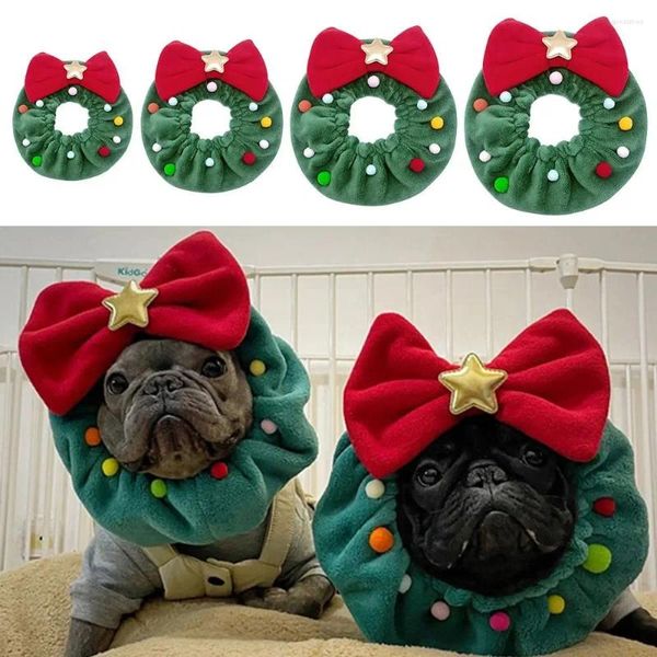 Abbigliamento per cani Collare regolabile con fiocco per animali domestici Lavabile Bellissimo collo circolare Copricapo Forniture per oggetti di scena per feste di Natale