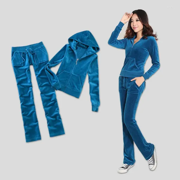 Pantaloni a due pezzi da donna Primavera/Autunno 2023/Tessuto in velluto di marca da donna Tuta sportiva solida Abbigliamento femminile Felpa con cappuccio e set