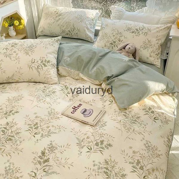 Conjuntos de cama Ins estilo floral capa de edredão conjunto de folhas planas sem enchimento gêmeo único tamanho queen meninos meninas linhovaiduryd