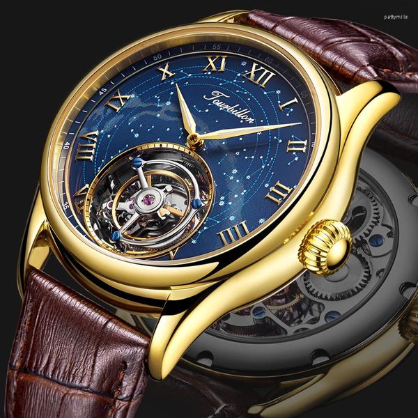 Нарученные часы Aesop Manual Tourbillon Mechanical Watch for Men Sapphire Flying Move