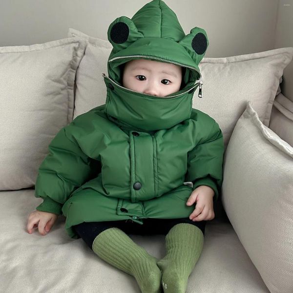 Jacken Winter Baby Langarm Mit Kapuze Mantel Dicke Warme Kinder Weiße Ente Unten Jungen Mädchen Frosch Jacke Kinder Kleidung