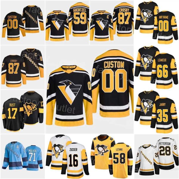 Pittsburgh''''penguins'''custom 2022 Hokey Kris Letang Jersey Bryan Rust Jake Guentzel Evgeni Malkin Sidney Crosby Tristan Jarry Teddy Ed
