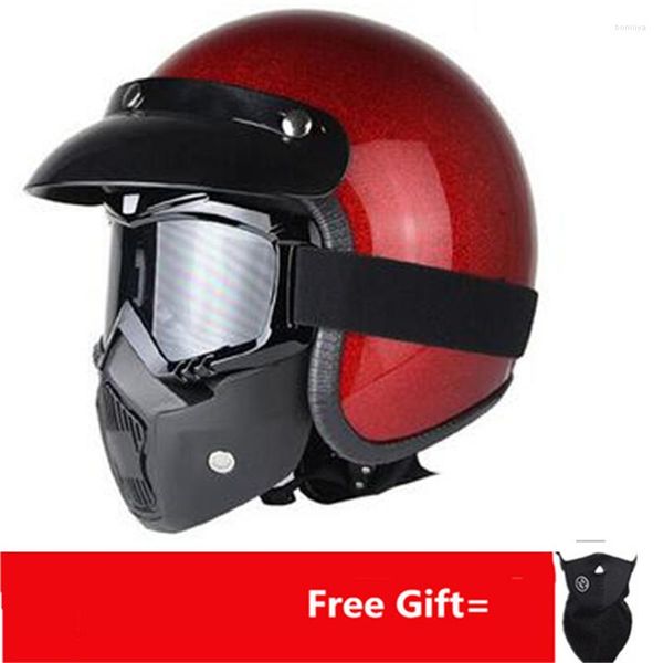 Caschi da moto Casco Red Shine Casco aperto ABS Moto Sicurezza elettrica Moto Casco per donna/uomo Casco #DOT CE