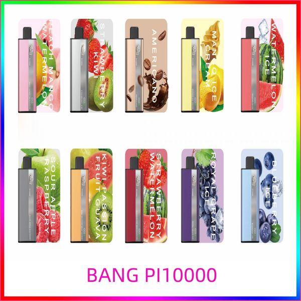 Bang Pi10000 500mAh Bateria Tipo C Recarregável E-líquido 15ml Bobina de malha Luz indicadora de bateria E-líquido Luz indicadora Bang 10000 crazvapes