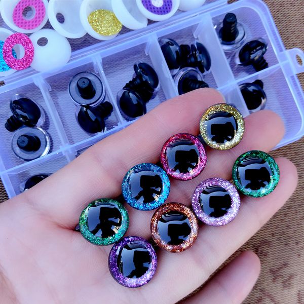 Puppenzubehör 30 pcsBox Clear 3d Glitter Safety Eyes For Toys Puppet Crochet Plastic Safety Toy Eyes Mix Size 910121416mm Amigurumi 230427