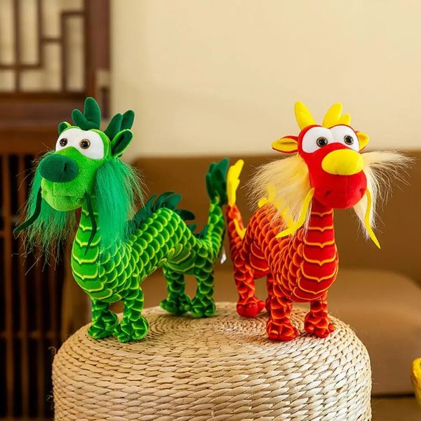 Brinquedo de Natal Dragão Zodíaco Decoração Dragão Boneca de Pelúcia Escala Transparente Impresso Bonito Mascote Brinquedo Chinês Ano Novo 2024 Zodíaco Animal Presente 231128