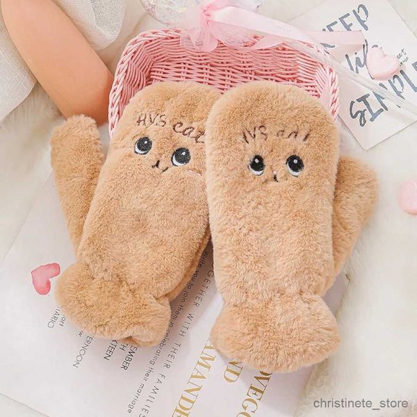 Guanti per bambini Simpatico cartone animato Ispessito Peluche Isolamento Guanti invernali Donna Ragazza Protezione dal freddo Guanti caldi Guanti da ciclismo morbidi Scaldamani R231128